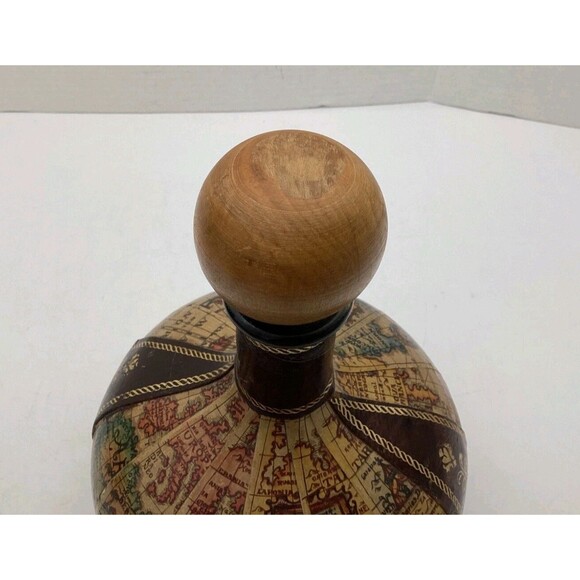 Vintage Fausto Corduri Leather Wrapped Old World Map Decanter - Picture 10 of 10
